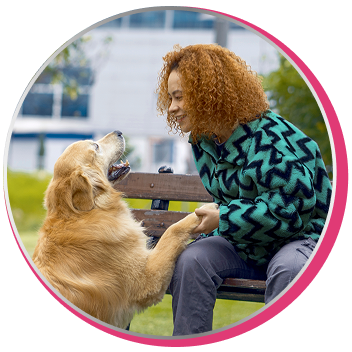 dog with lady playing